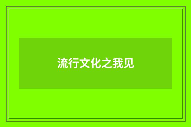 流行文化之我见