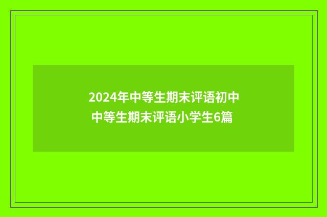 2024年中等生期末评语初中 中等生期末评语小学生6篇