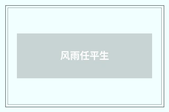 风雨任平生