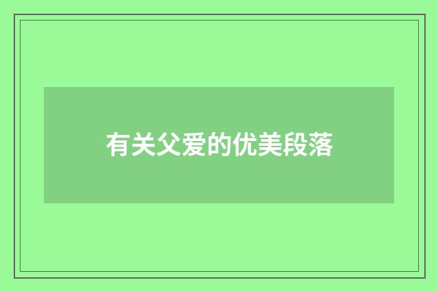 有关父爱的优美段落