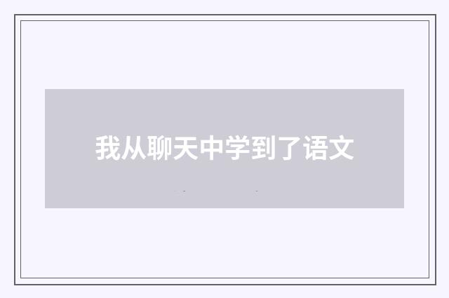 我从聊天中学到了语文