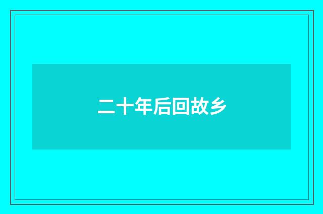 二十年后回故乡