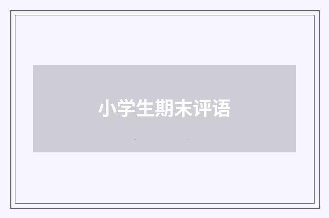 小学生期末评语