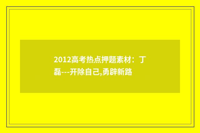 2012高考热点押题素材：丁磊---开除自己,勇辟新路