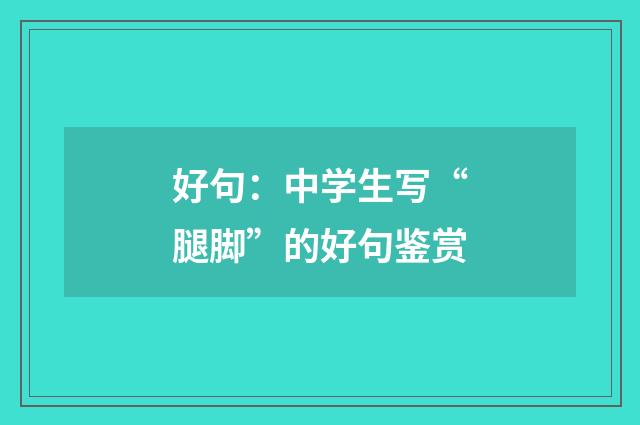 好句：中学生写“腿脚”的好句鉴赏