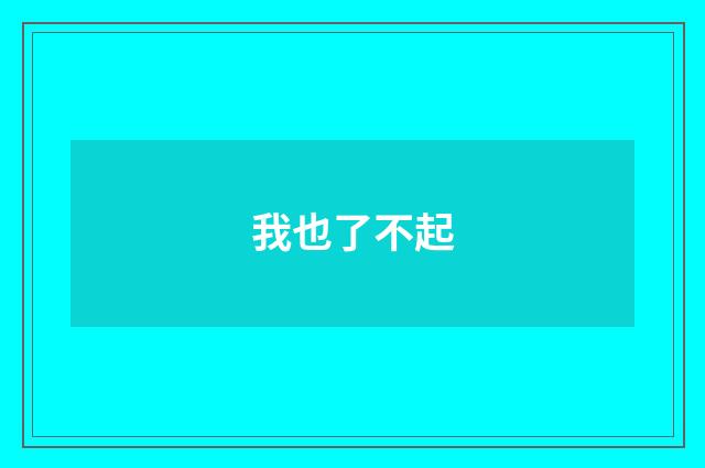 我也了不起