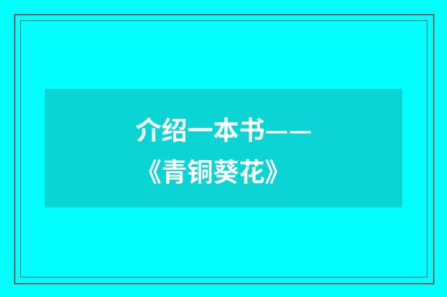 介绍一本书——《青铜葵花》