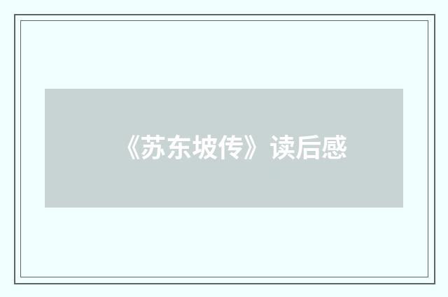 《苏东坡传》读后感