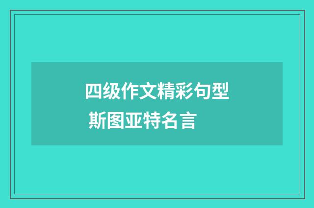 四级作文精彩句型 斯图亚特名言