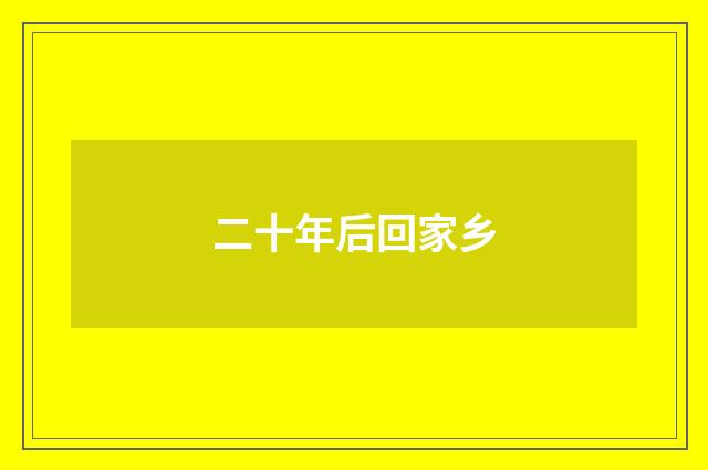 二十年后回家乡