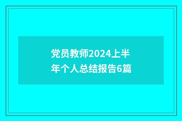 党员教师2024上半年个人总结报告6篇