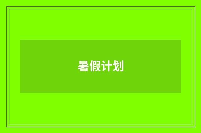 暑假计划