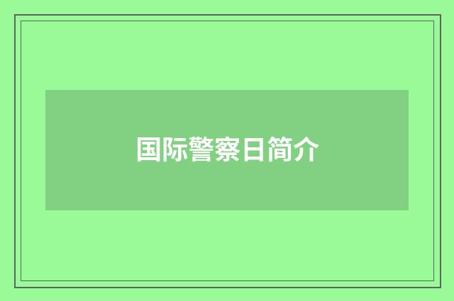 国际警察日简介