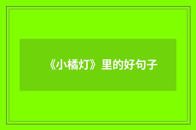 《小橘灯》里的好句子