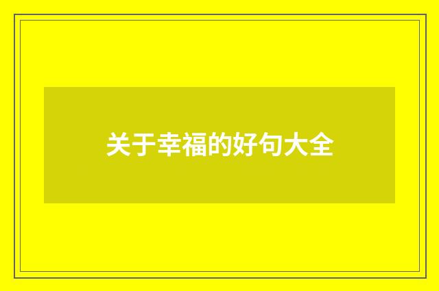 关于幸福的好句大全
