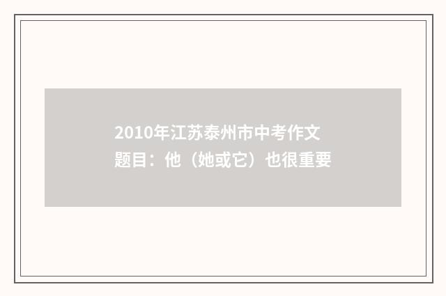 2010年江苏泰州市中考作文题目：他（她或它）也很重要