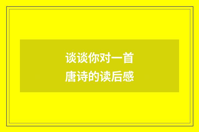 谈谈你对一首唐诗的读后感
