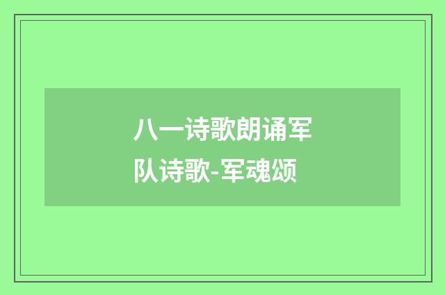 八一诗歌朗诵军队诗歌-军魂颂