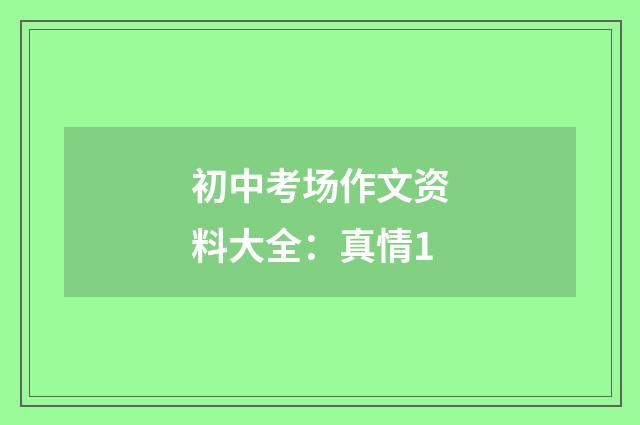 初中考场作文资料大全:真情1
