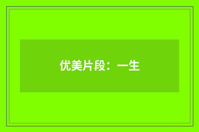 优美片段:一生