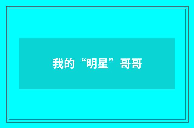 我的“明星”哥哥