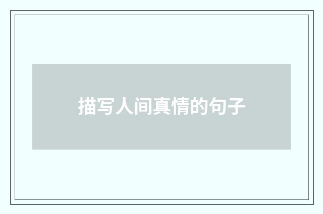 描写人间真情的句子