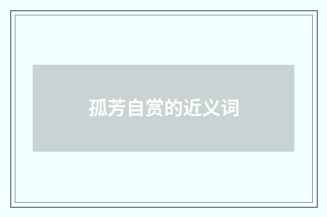 孤芳自赏的近义词